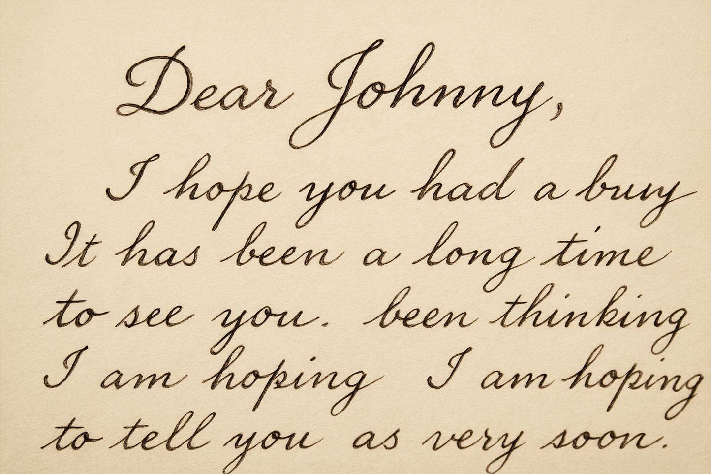 generate a letter with Johnny's name in it